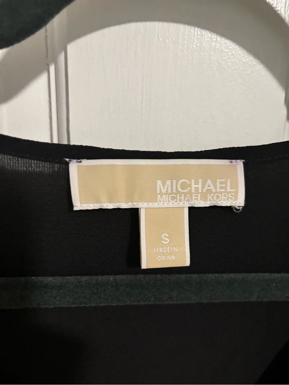 Michael Kors Black V-Neck Ruffle Sleeve Blouse with Stud Accents